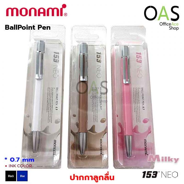 MONAMI 153 Ballpoint Pens (12-Pack) – 0.5mm Fine Point, Multicolor Ink, Made In Korea