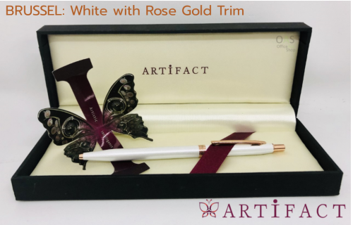 ปากกาลูกลื่น อาทิแฟ็คท์ บรัสเซล ขาวไข่มุก เหน็บโรสโกลด์ ARTIFACT Brussel White with Rose Gold Trim Ballpoint Pen #BP29072 2