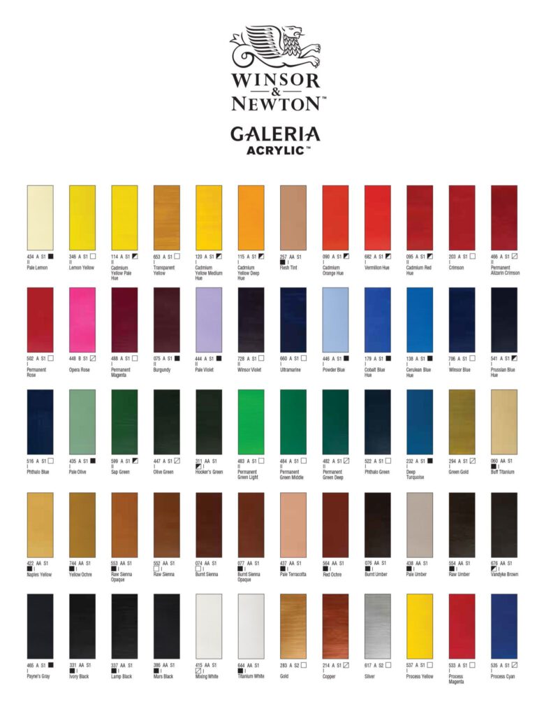 winsor newton colour chart - Takota