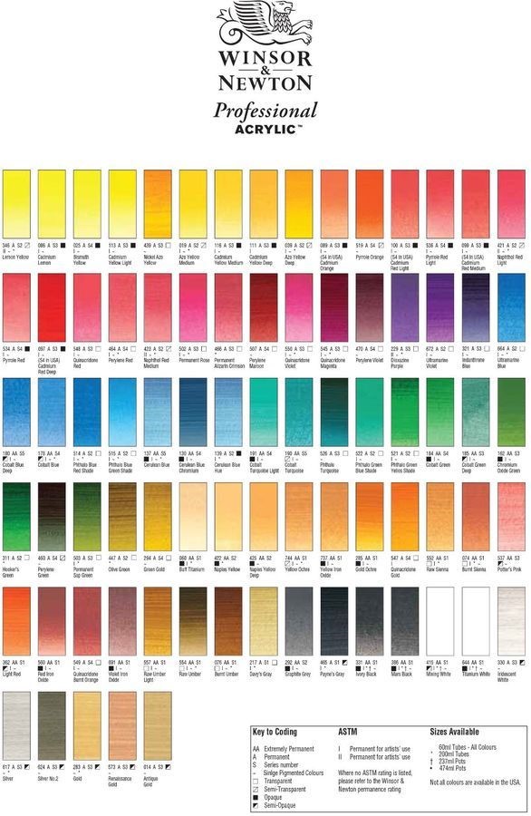 Details about Winsor & Newton Professional Artists Acrylic Paint ...