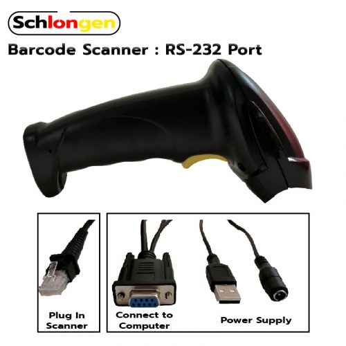 SCHLONGEN 1D Barcode Scanner RS-232 Port #SLG-9700D