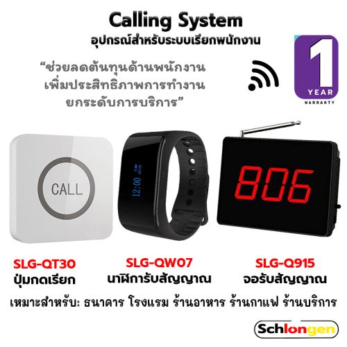 SCHLONGEN Calling System Call Button SLG-QT30, Watch Receiver #SLG-QW07, Receiver Display