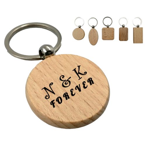 Name Tag Beech Wood Keychain
